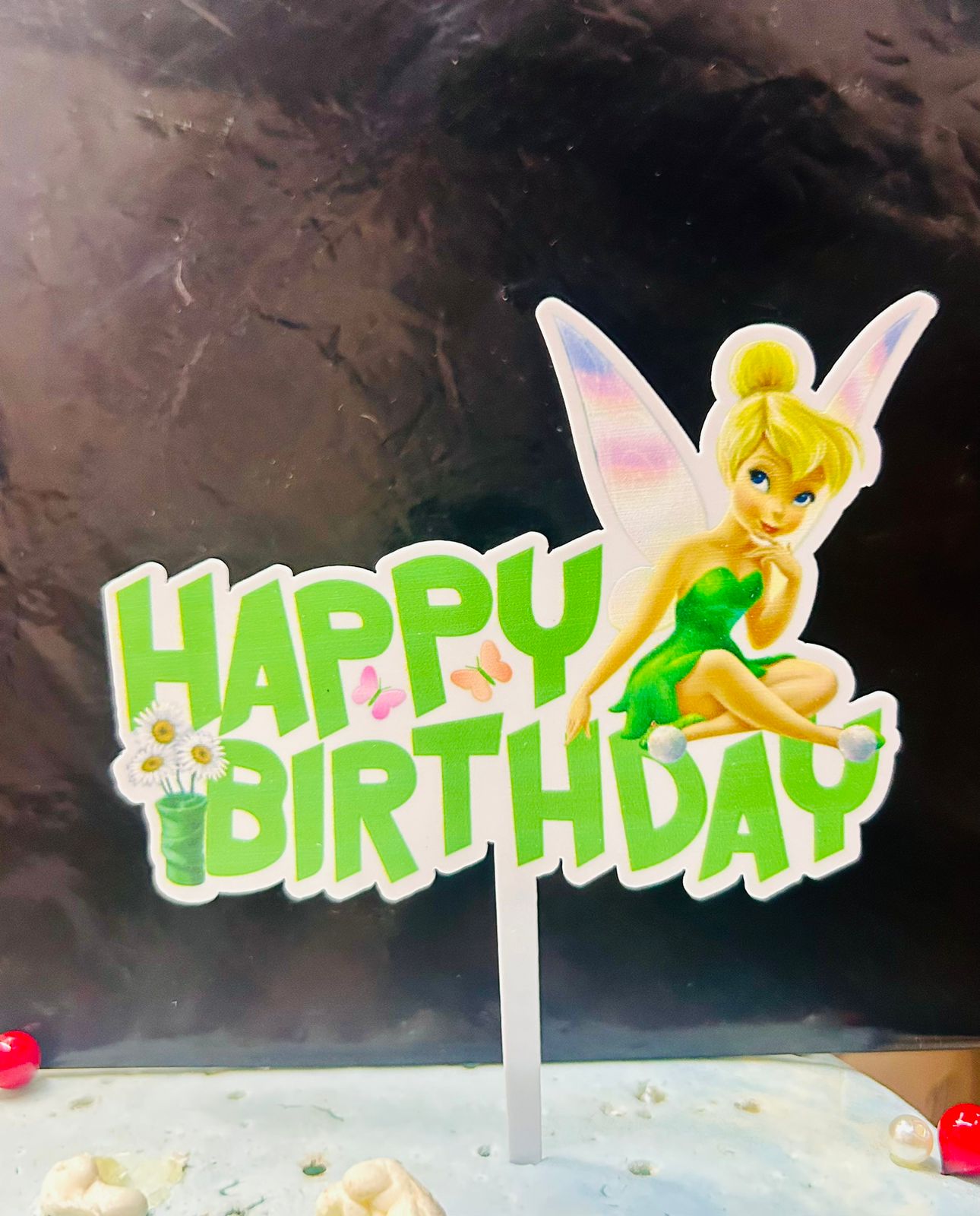 Happy Birthday Tinker Bell Theme Cake Topper