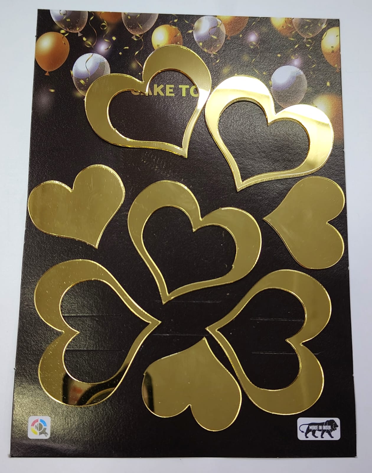 Heart Shape Golden Acrylic Topper Set of 8 Pcs
