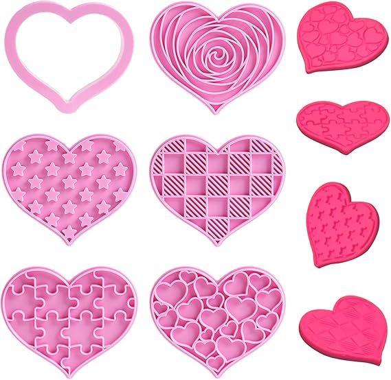 Heart Theme Cookie Cutter & Embosser Set - 8 Piece - Pack of 1