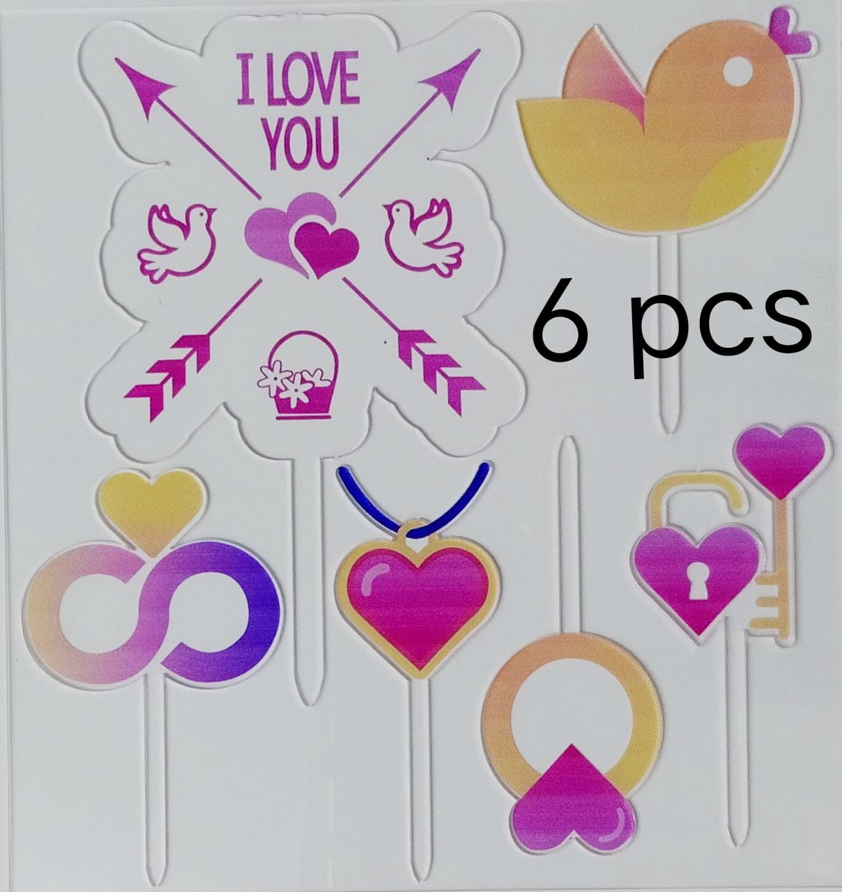 I Love You Theme Acrylic Topper Set