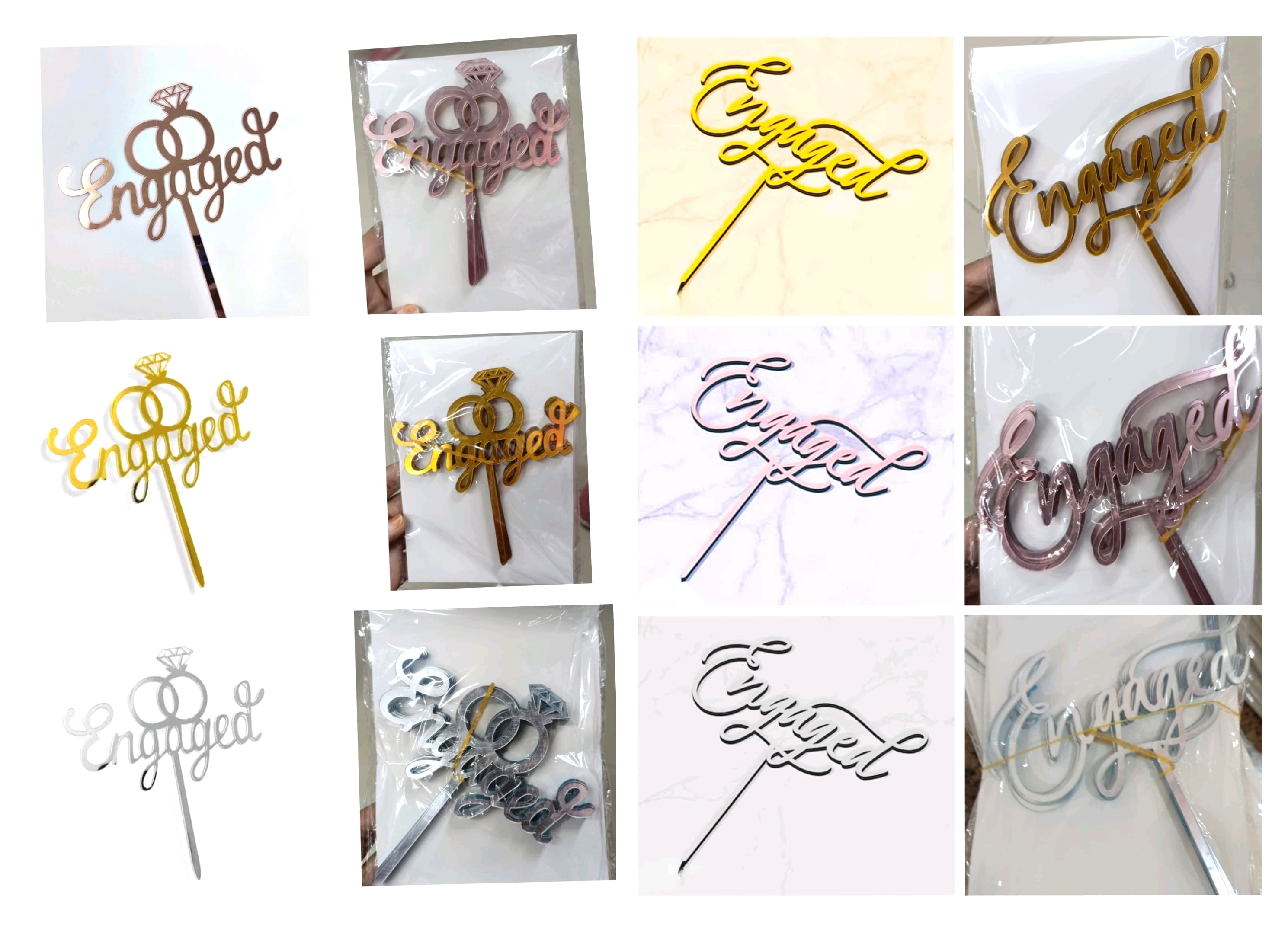 Imported 5"+ Engaged 10 Pcs Bulk Topper