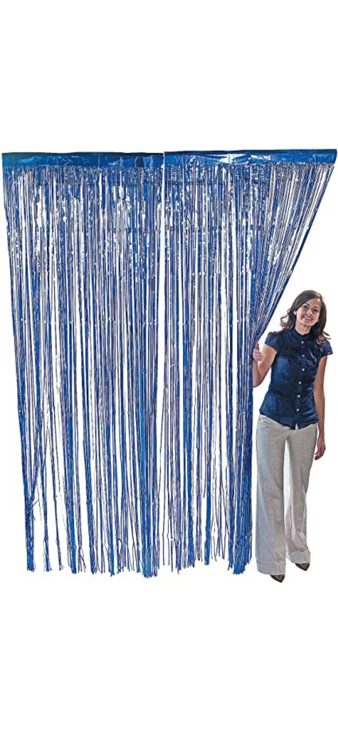 Imported Blue Fringe Curtain 3 x 6 Feet