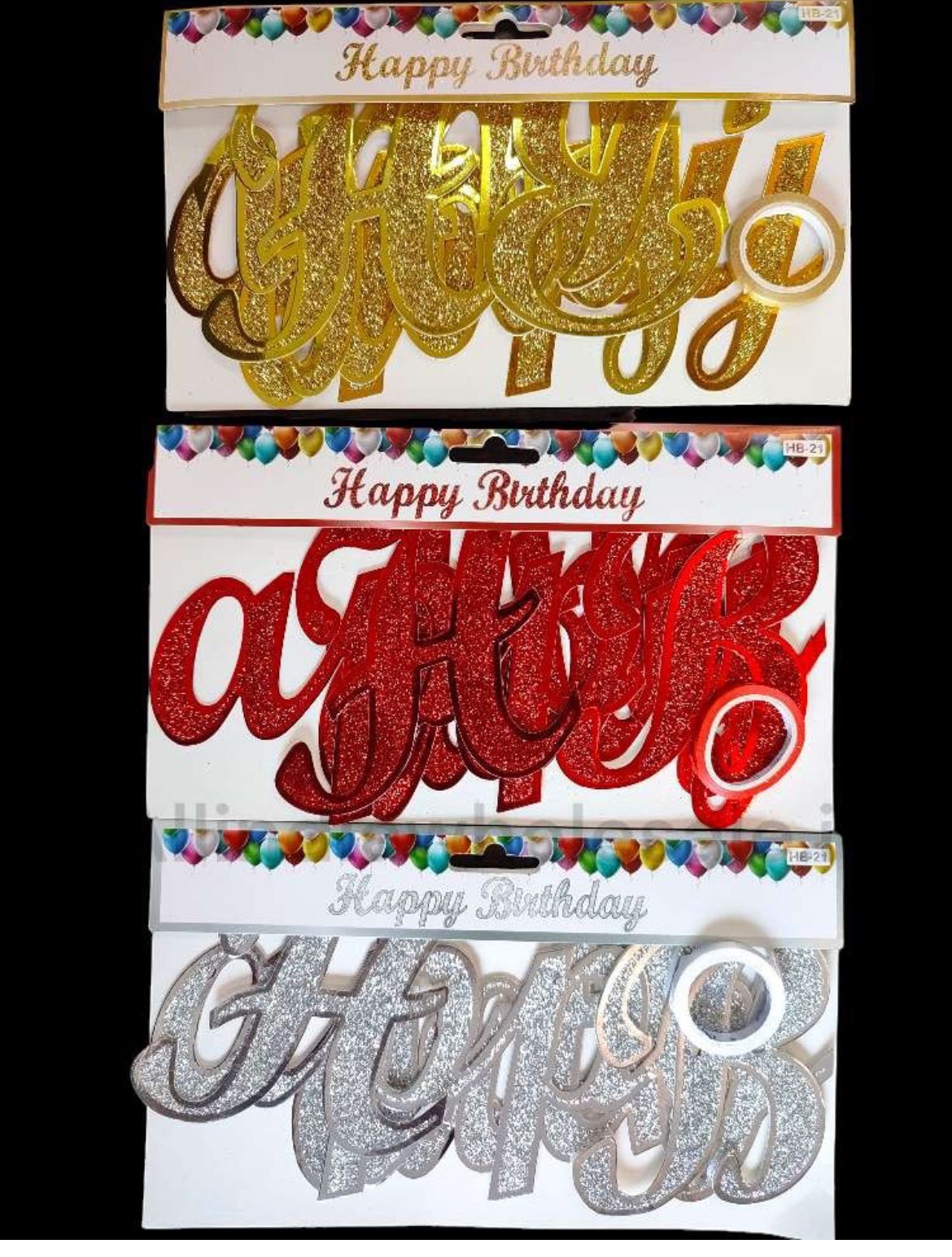 Imported Happy Birthday Paper Bunting Banner Glitter 4-6 Colors Assorted