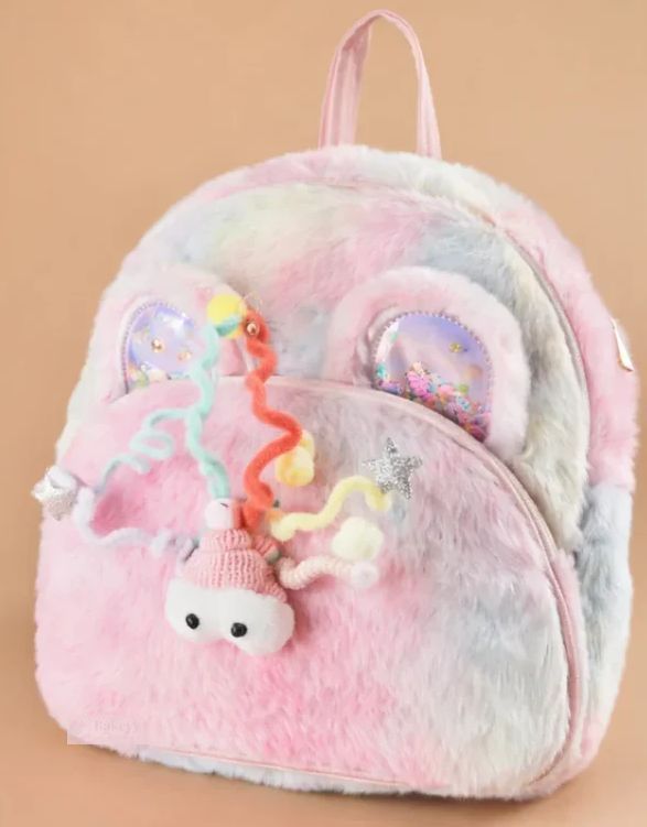 Kids Fluffy Fur Backpack - Soft Plush Mini Backpack - Multiple Color Options - Pack of 1