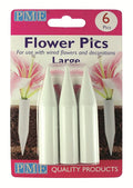 Large Flower Picks, White - Artificial Flower Holder - Pack of 6