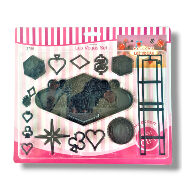 Las Vegas Theme Cookie Cutter & Embosser Set - Casino & Sign Inspired Collection - Pack of 1