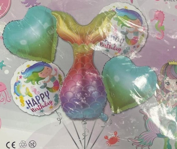 Mermaid 5 Pcs Set Foil Balloon