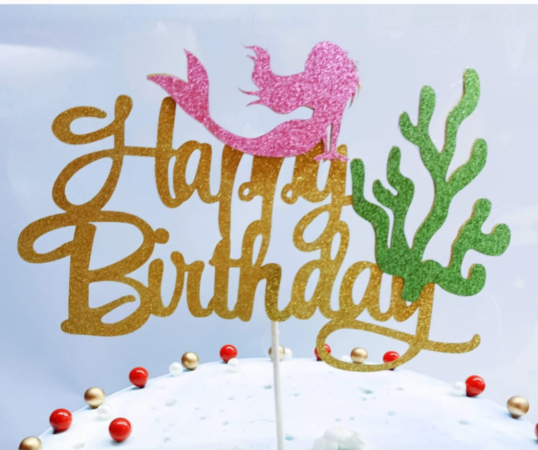 Mermaid Theme Glitter Paper Based Theme Topper