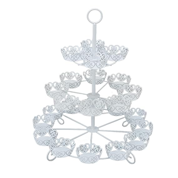 Metal Cupcake Stand with Decorative Cutwork - Elegant Dessert & Cupcake Display Stand - Multiple Design Options - Pack of 1