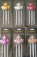 Metallic 4 pcs Star Cake Candle Assorted Colors
