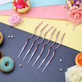 Metallic Curly Thin Candles Pack of 6 Rose Gold Color