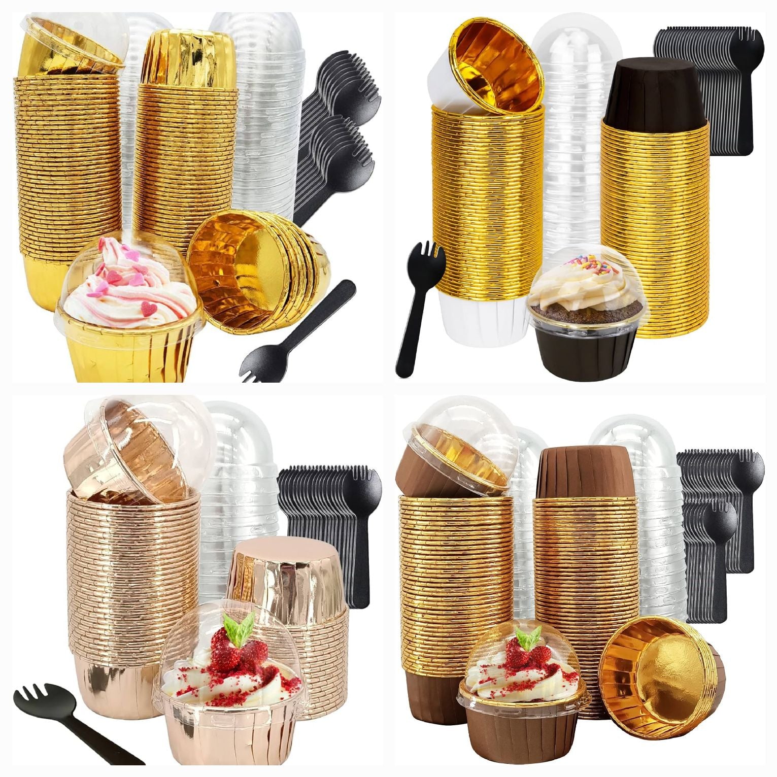 Metallic Imported Cup Cake Liner With Lid - Size 5039
