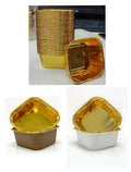 Metallic Square Cake Disposable Paper Cup Food Grade Coated (6.5x6.5x3.5)