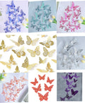 Metallic Butterfly 12 Pcs Mix Colors