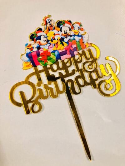 Minie Mickey Family Birthday Golden Cake Topper