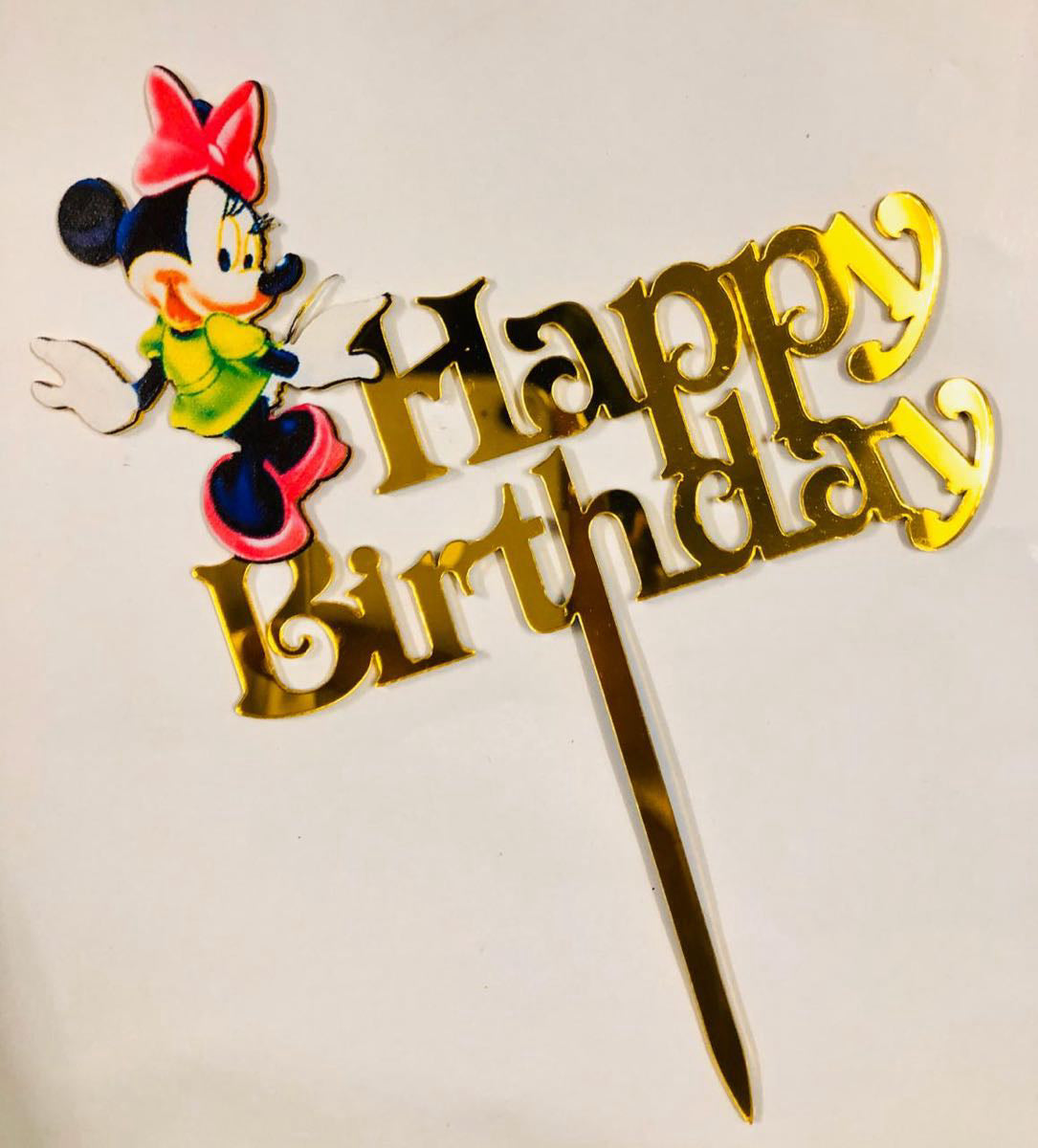 Minnie Birthday Golden Cake Topper