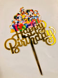 Minnie Mickey Family Birthday Golden Cake Topper