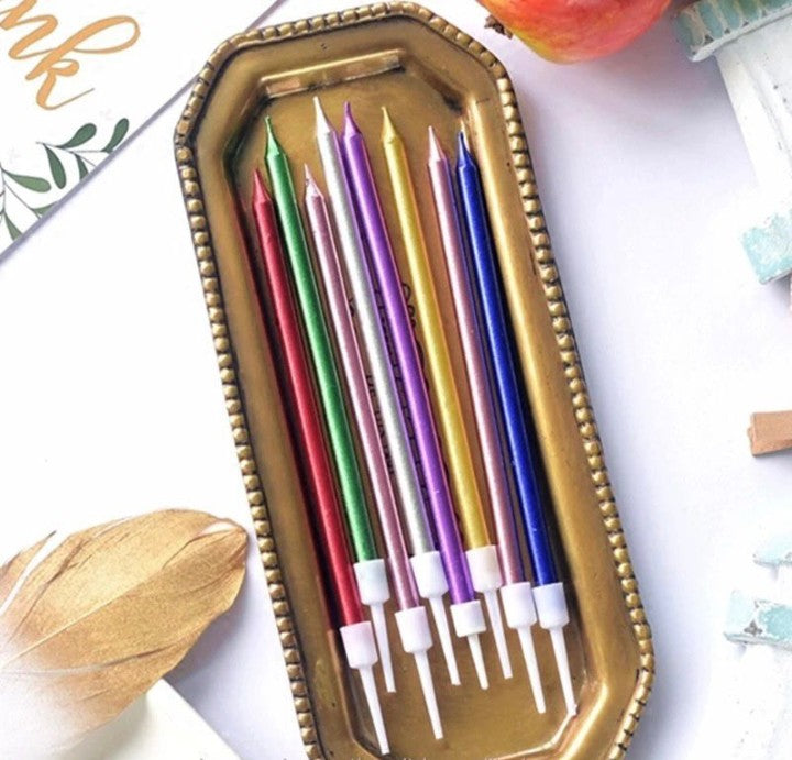 Multicolor Thin Candles Metallic (Pack of 6)