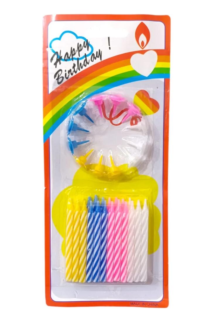 Multicolour Paraffin Wax Pillar Birthday Candle 24 Pcs Pack