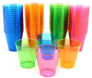 Neon Plastic Shot Glasses 12 Pcs Pkt