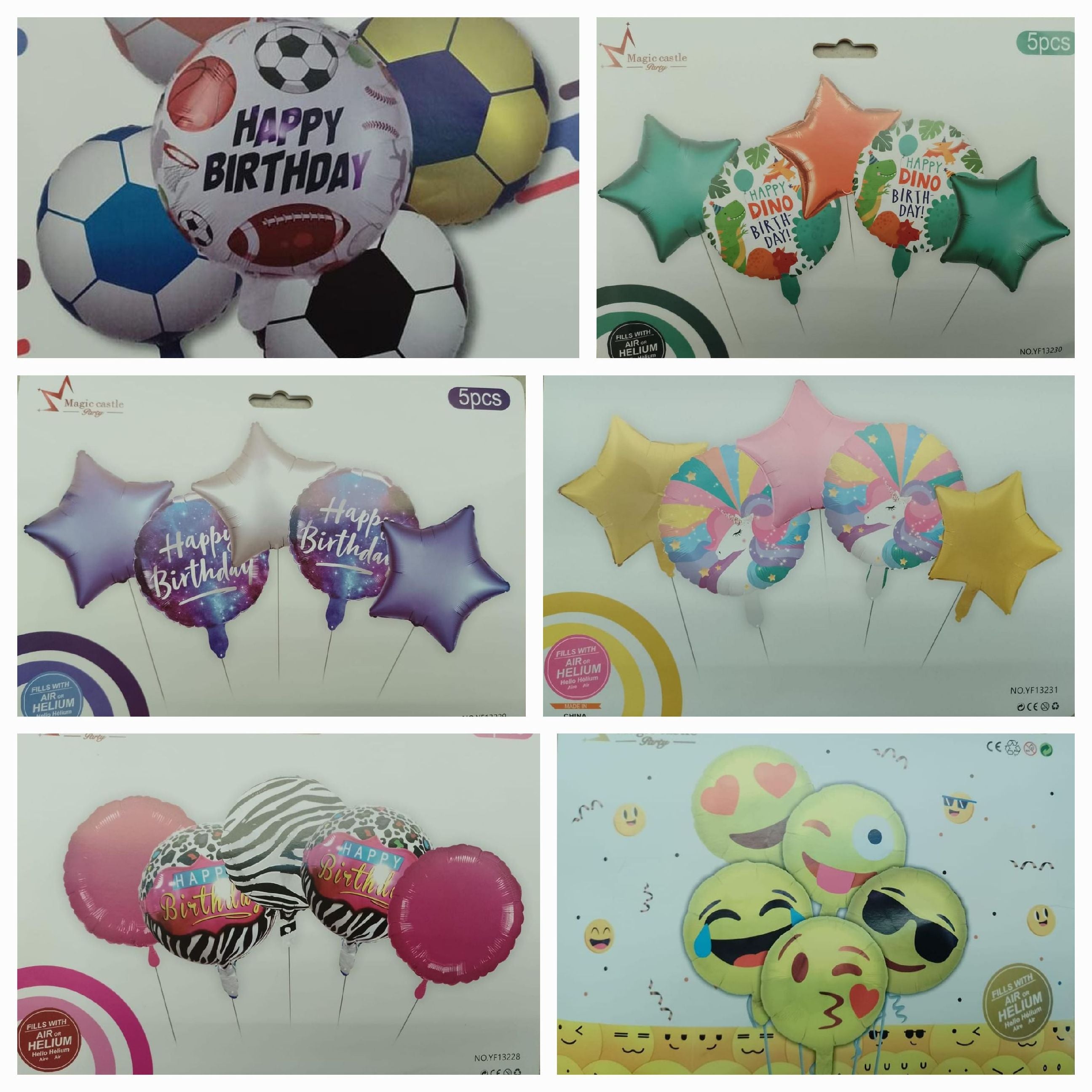 New 5 Pcs Foil Design - Check 6 Design - Football Theme HBD 5 Pcs Foil Set