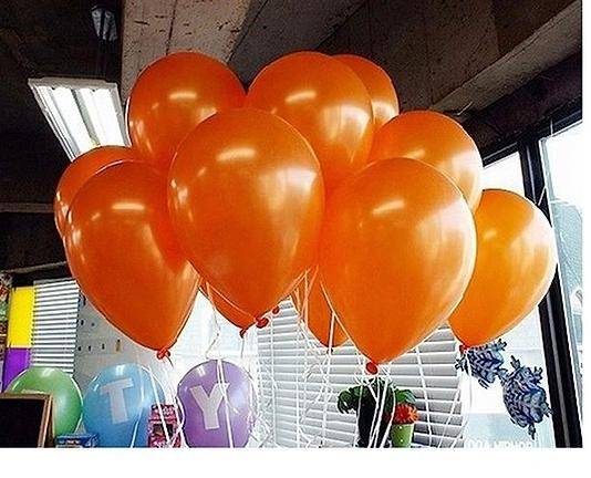 Orange Metallic Latex Balloons - 50 Pcs