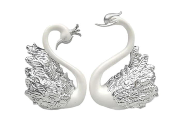 Pair Of Silver Swan