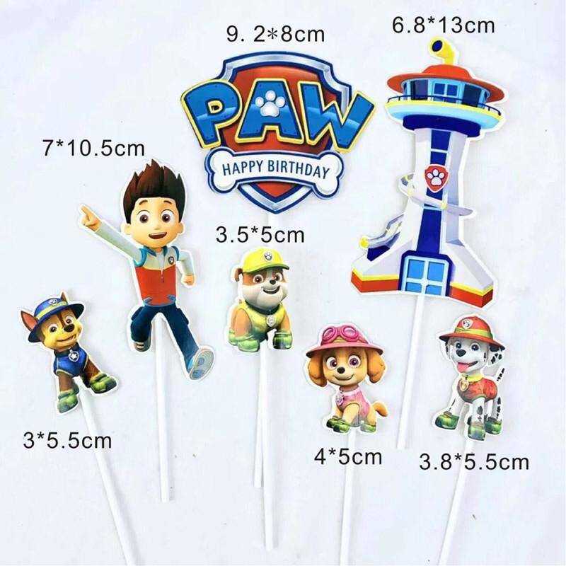 Paw Petrol Imported Cake Decoration Cup Cake paper Decoration 7 Pcs Stick Pkt