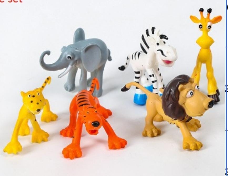 Plastic 6 Pcs Set Jungle Theme