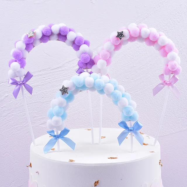 Pom Pom Topper Purple / Blue / Pink Mix