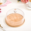 Premium Acrylic Cake Dome with Wooden Base - Dessert Display Cover - 2 Sizes Available - Pack of 1