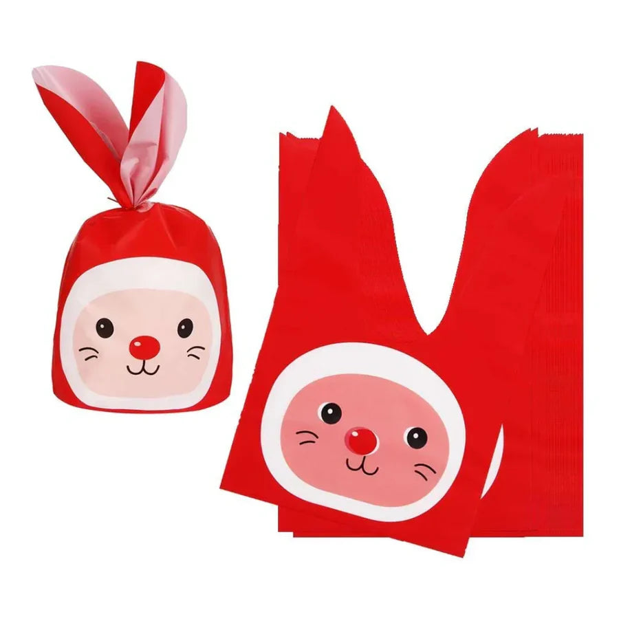 Rabbit Ear Candy Gift Bags - Cute Plastic Bags - Bunny Party Favors - Pack of 50