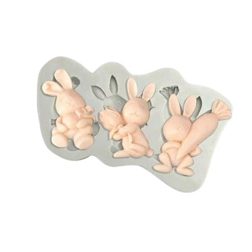Rabbit Silicone Mould – 3 Cavity - For Fondant, Resin, Clay & DIY Crafts - 1 Piece