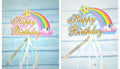 Rainbow Paper Topper with Glitter Ribbon (Blue / Pink)