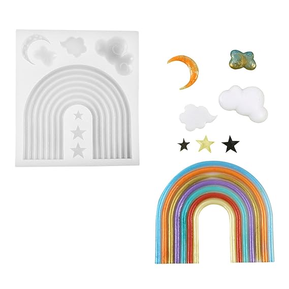 Rainbow, Stars & Clouds Silicone Mould - 1 Piece