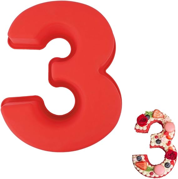 Silicone Number 3 Cake Mold – Non-Stick, Heat Resistant, Multipurpose Baking Mould (Pack Of 1)