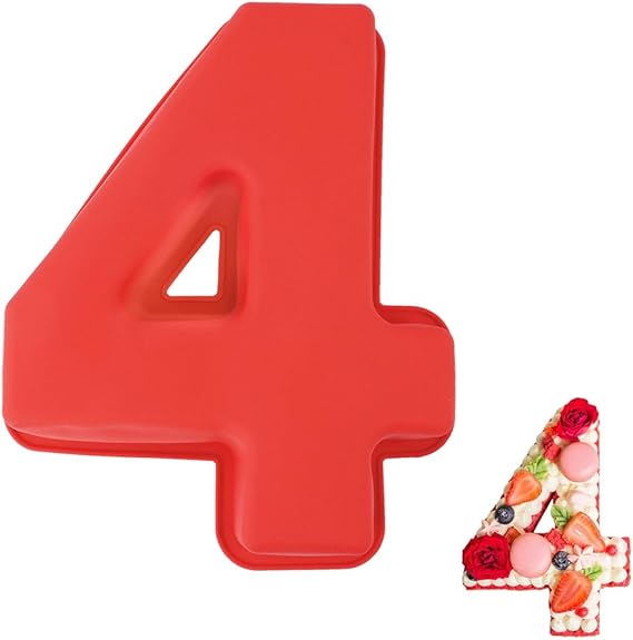 Silicone Number 4 Cake Mold – Non-Stick, Heat Resistant, Multipurpose Baking Mould (Pack Of 1)
