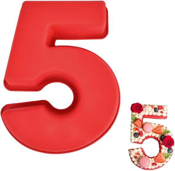 Silicone Number 5 Cake Mold – Non-Stick, Heat Resistant, Multipurpose Baking Mould (Pack Of 1)