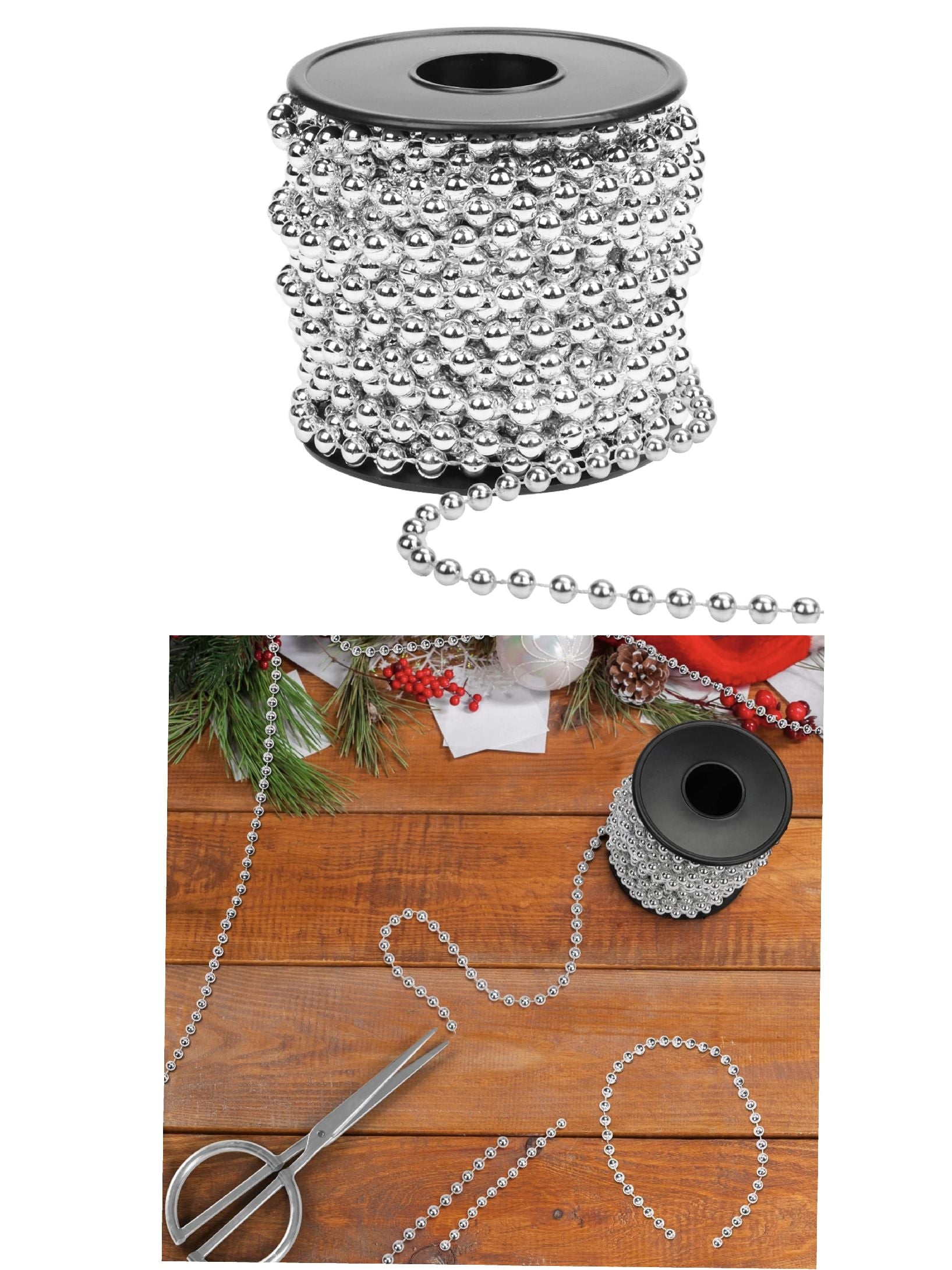 Silver Cake Decoration Pearls Bead Roll 10 mtr Appx 8 mm