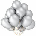 Silver Metallic Latex Balloons - 50 Pcs