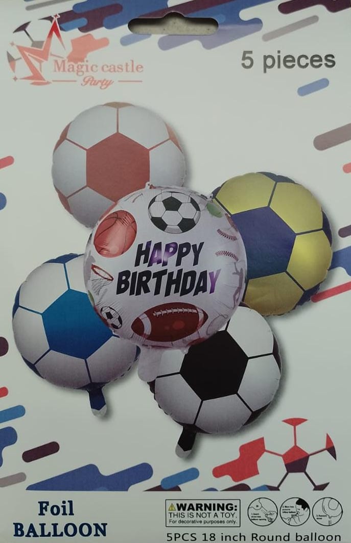 New 5 Pcs Foil Design - Check 6 Design - Football Theme HBD 5 Pcs Foil Set