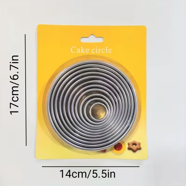Stainless Steel Round Cake Cutter Set – Multi-Size Cookie and Pastry Molds (Set of 11 Cutters)