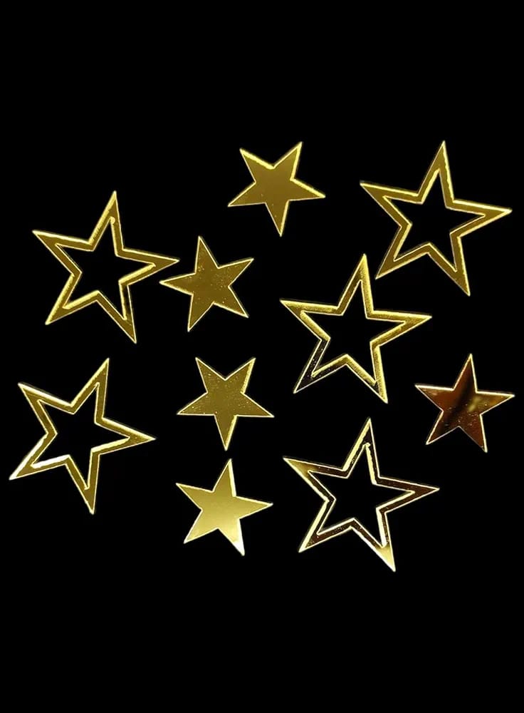 Star Shape Golden Acrylic Topper Set of 10 Pcs