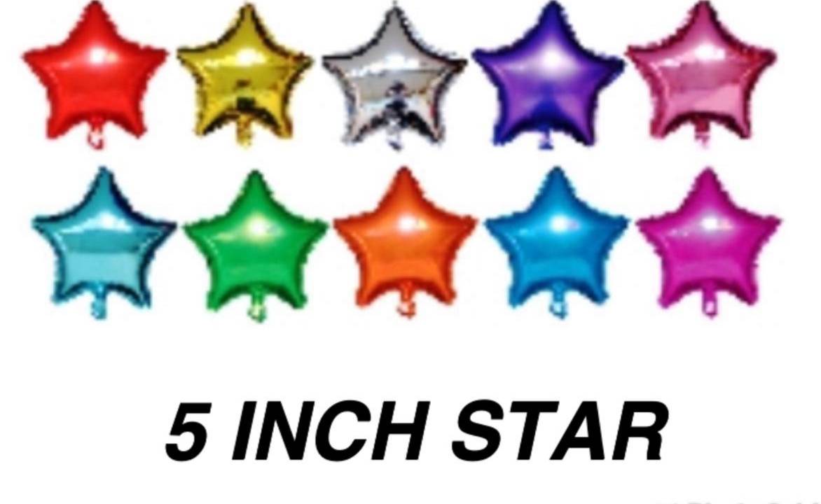 Star Foil Balloons Small 5 Inch Size In Multiple Colors - 50 Pcs Per Pkt Per Color