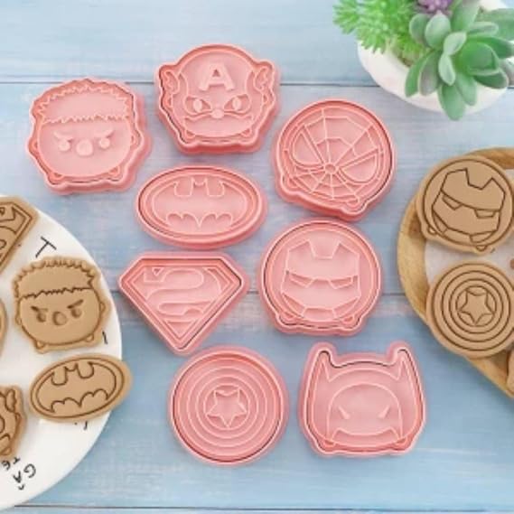 Superhero Theme Cookie Cutter & Embosser Set - 8 Piece - Pack of 1
