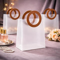 Transparent Bags With Leather Style Brown Color Handles - Pack of 12