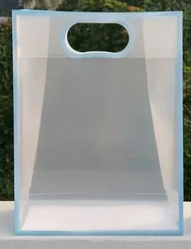 Transparent Gift Bag - Light Blue - Oval‑Cut Handle - Pack Of 12
