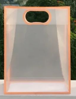 Transparent Gift Bag - Peach - Oval‑Cut Handle - Pack Of 12