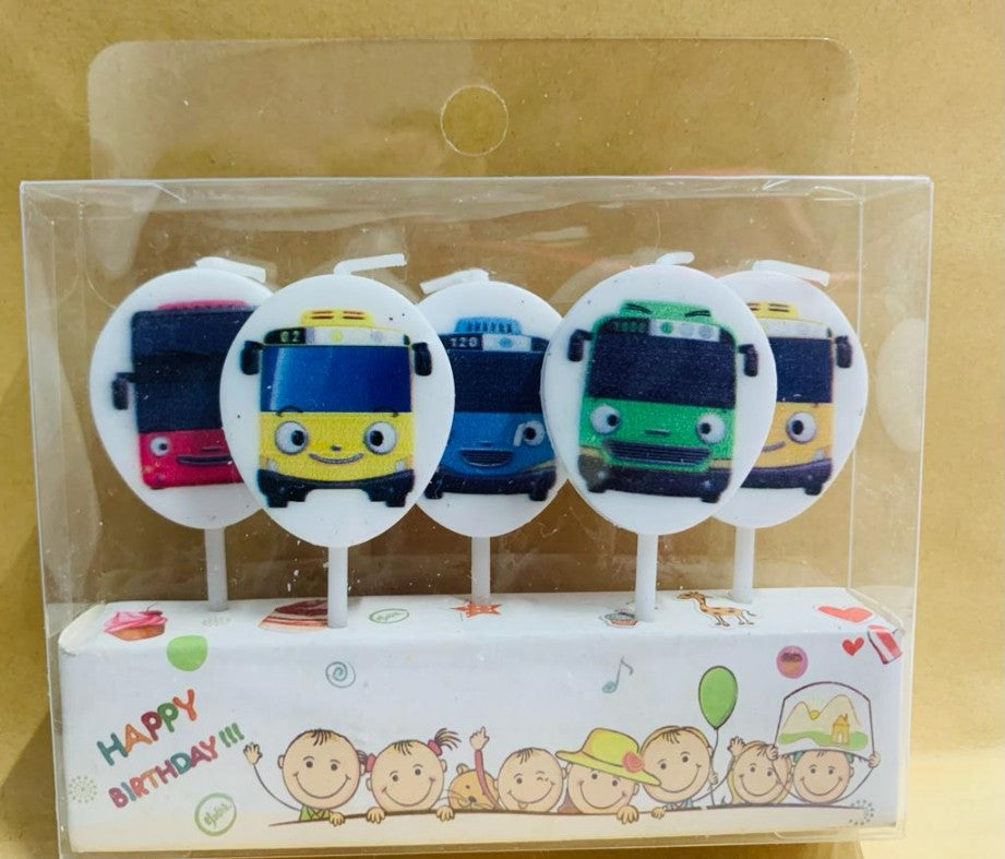 Transport Bus Theme 5 pcs Character Candle