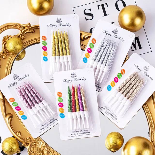 Twisted Candles Mixed Colours Packet of 10 pcs